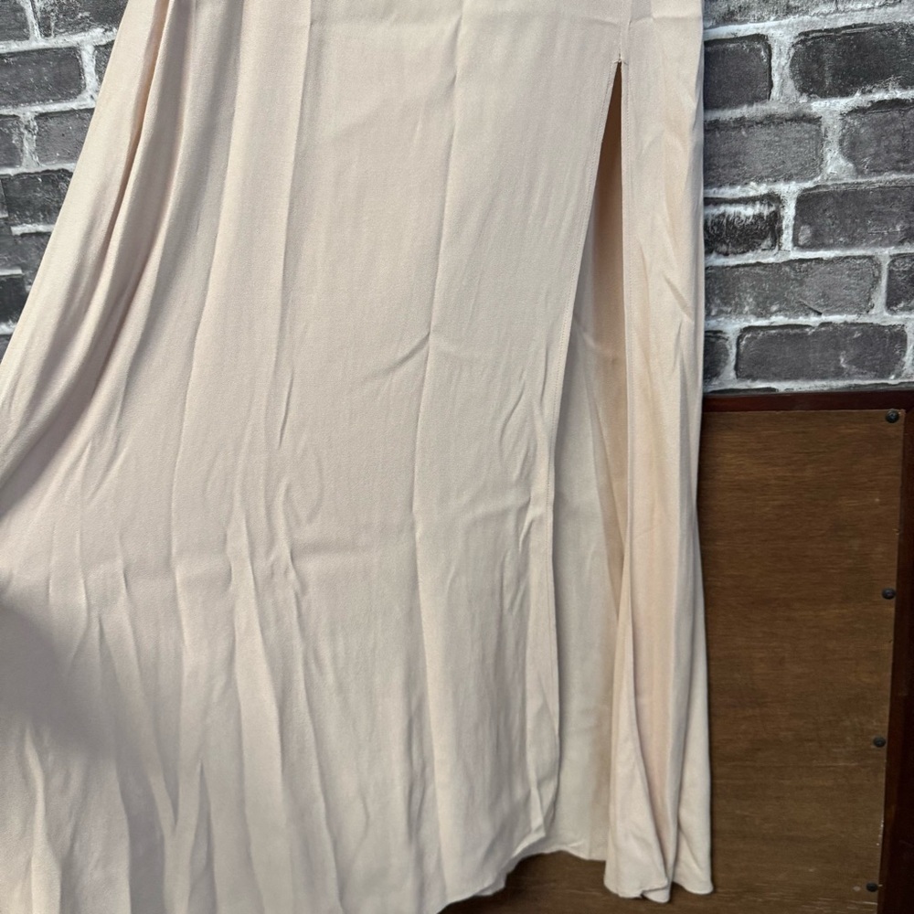 REFORMATION Redford Dress in Champagne maxi gown leg slit - Picture 8 of 14